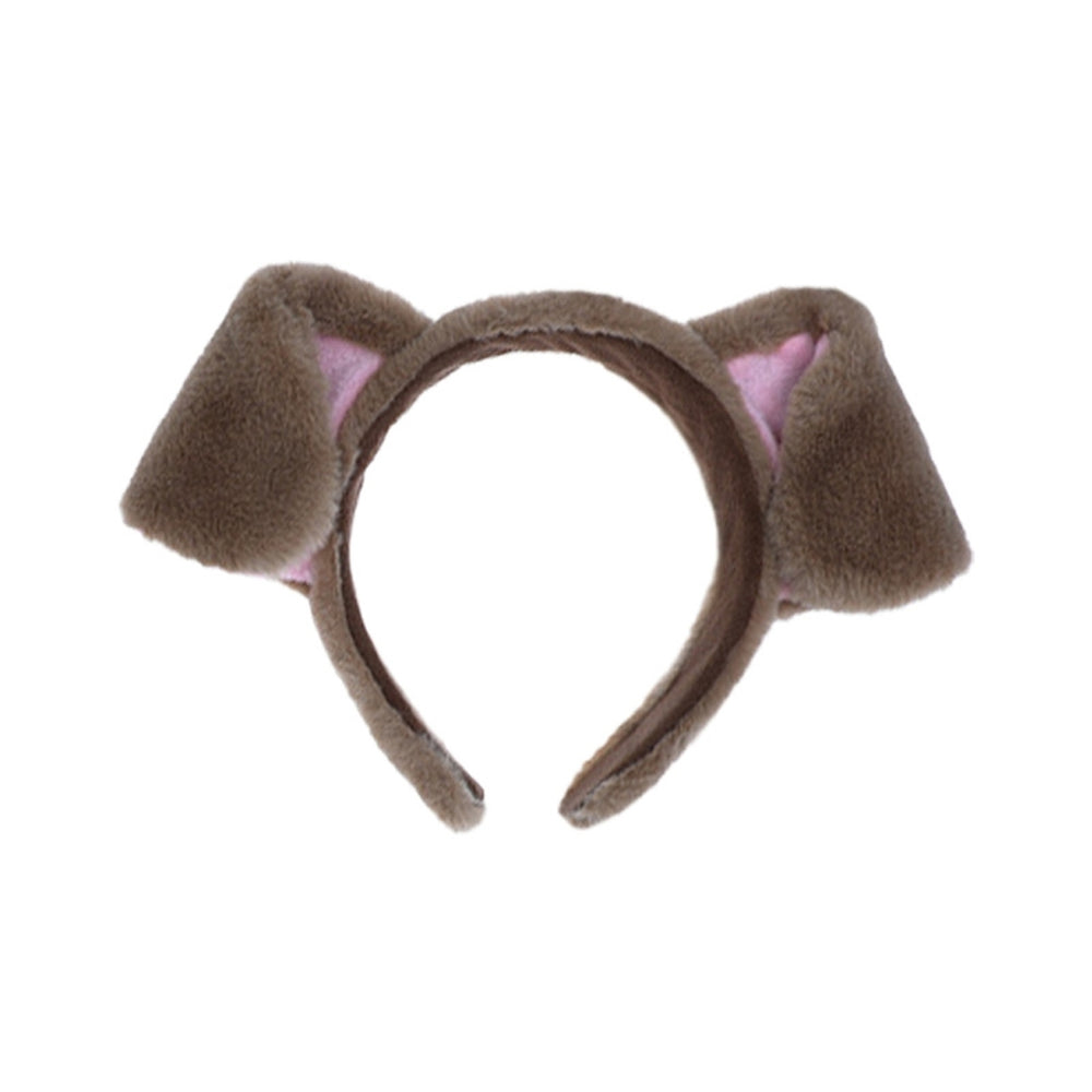 Cute Plush Dot Print Dog Ears Headband Kid Adult Animal Shape Elastic Hair Hoop Cosplay Costume Accessory Gift Image 2
