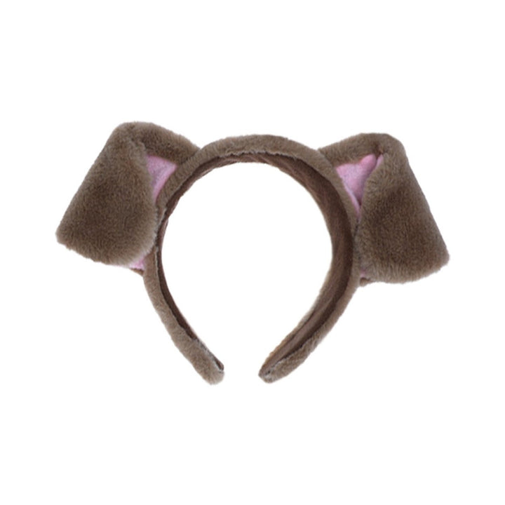 Cute Plush Dot Print Dog Ears Headband Kid Adult Animal Shape Elastic Hair Hoop Cosplay Costume Accessory Gift Image 1