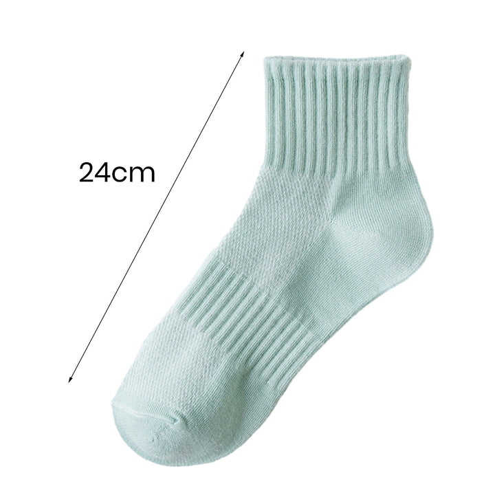 1 Pair Summer Thin Solid Color Mid-tube Socks Mesh Thin Breathable Anti-slip Ribbed Cuffs Sport Socks Shoes Accessories Image 12