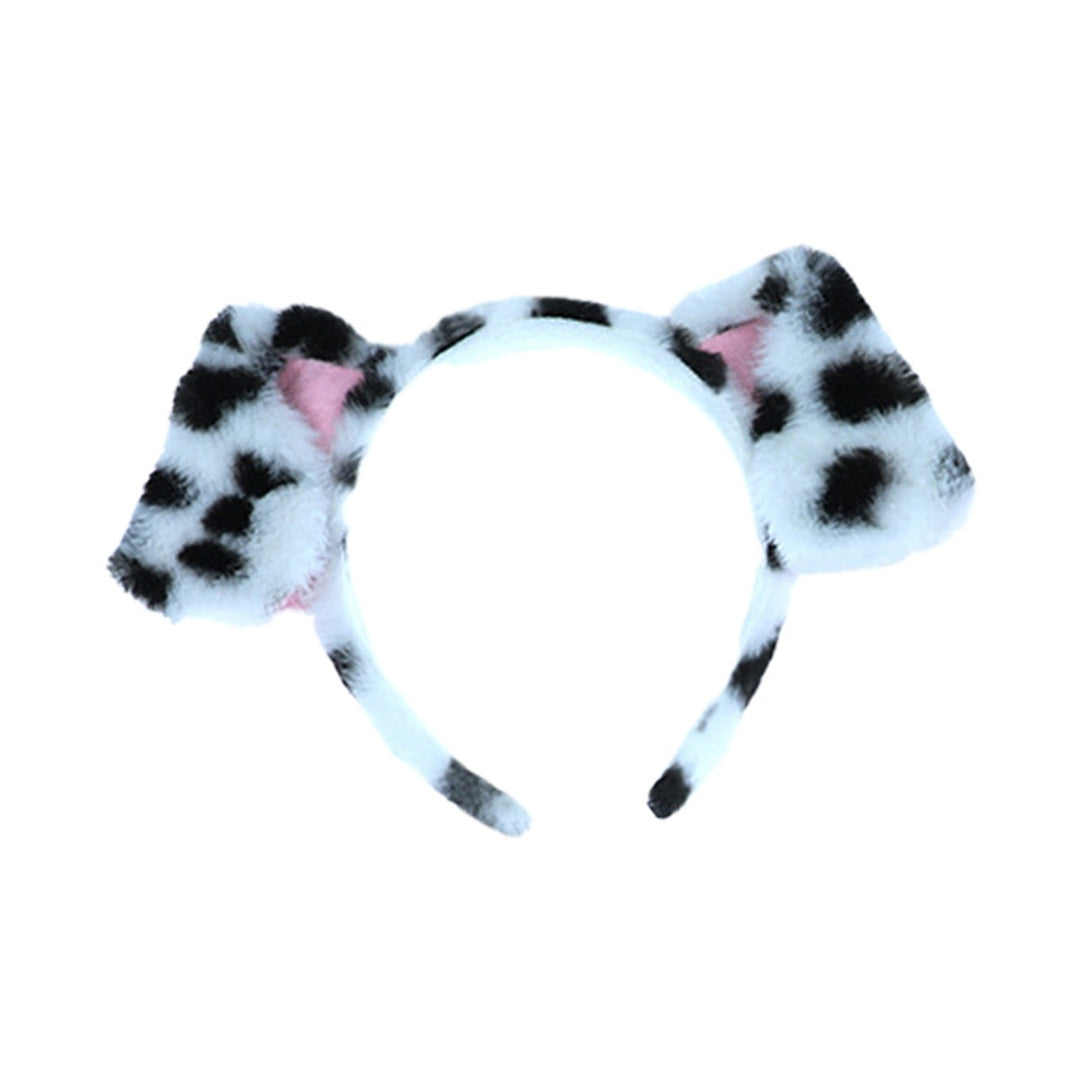 Cute Plush Dot Print Dog Ears Headband Kid Adult Animal Shape Elastic Hair Hoop Cosplay Costume Accessory Gift Image 3