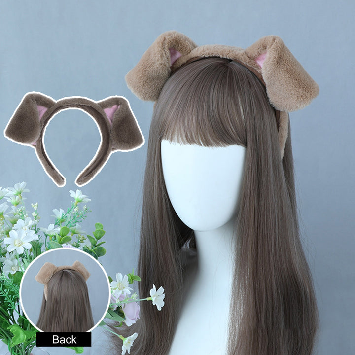 Cute Plush Dot Print Dog Ears Headband Kid Adult Animal Shape Elastic Hair Hoop Cosplay Costume Accessory Gift Image 4