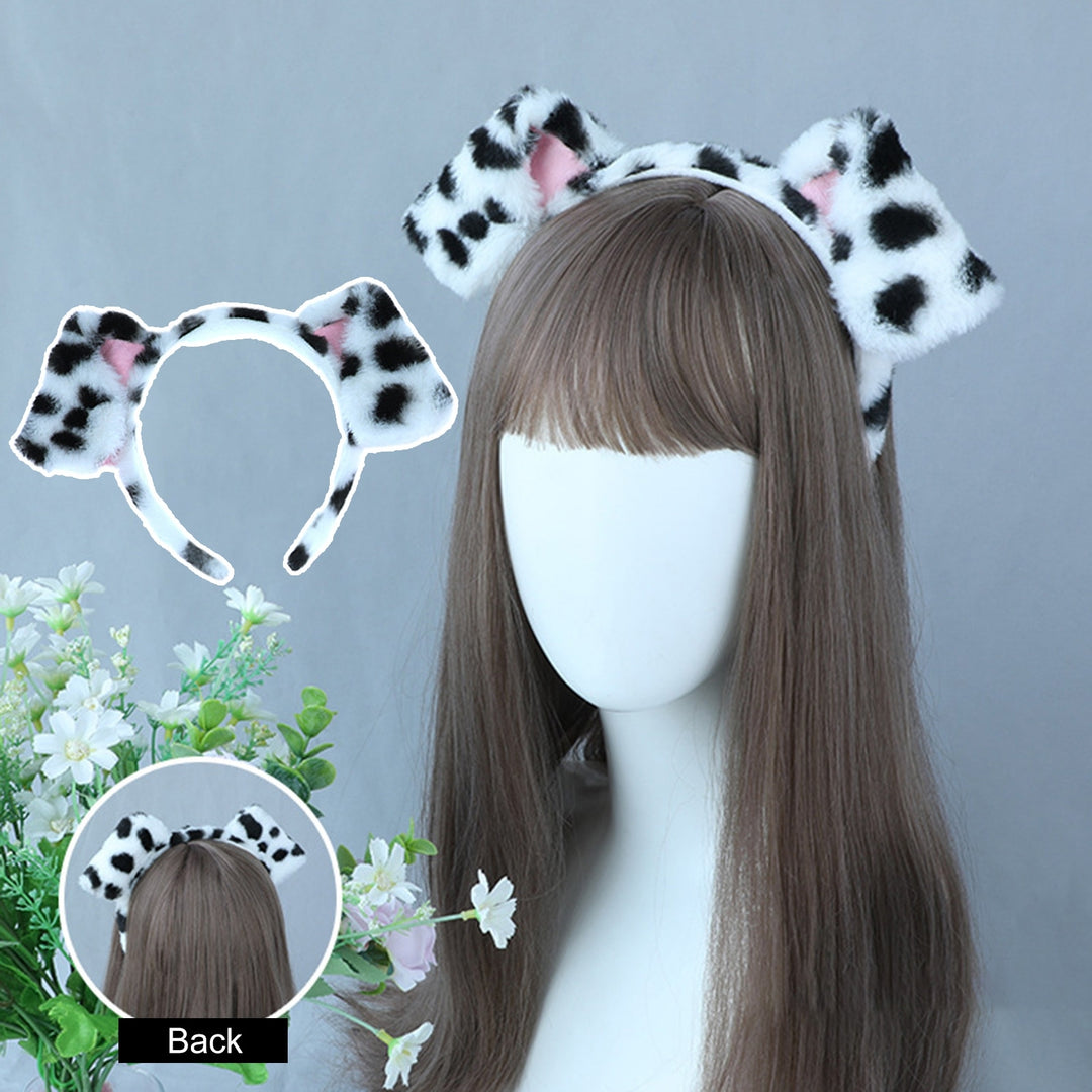 Cute Plush Dot Print Dog Ears Headband Kid Adult Animal Shape Elastic Hair Hoop Cosplay Costume Accessory Gift Image 6