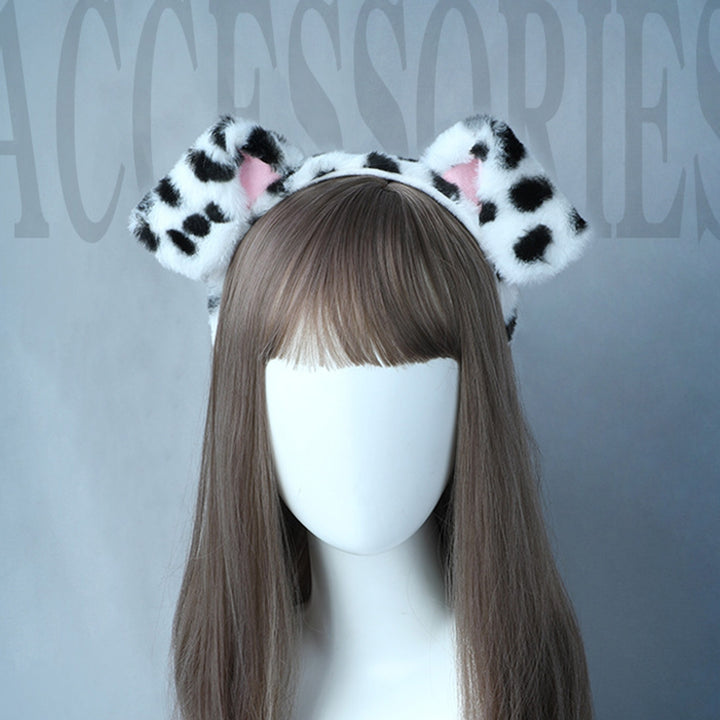 Cute Plush Dot Print Dog Ears Headband Kid Adult Animal Shape Elastic Hair Hoop Cosplay Costume Accessory Gift Image 8