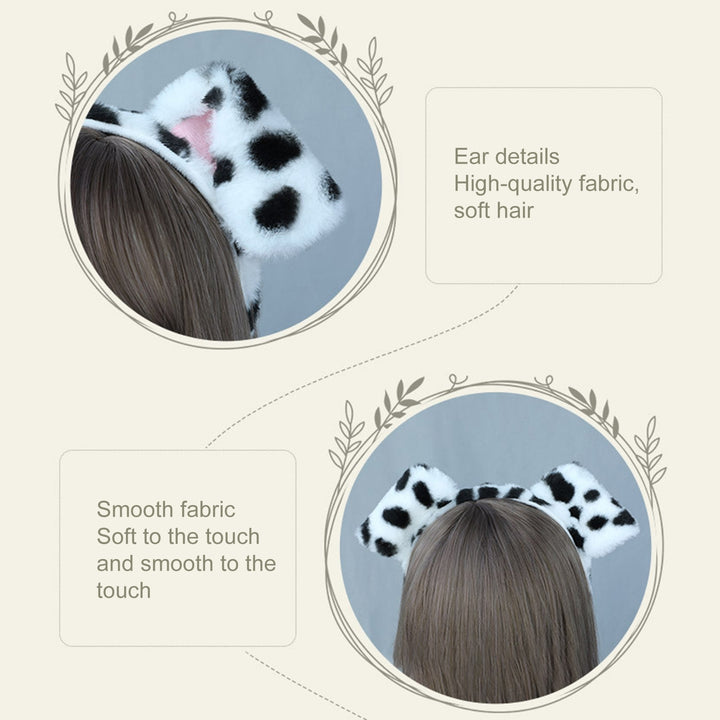 Cute Plush Dot Print Dog Ears Headband Kid Adult Animal Shape Elastic Hair Hoop Cosplay Costume Accessory Gift Image 9