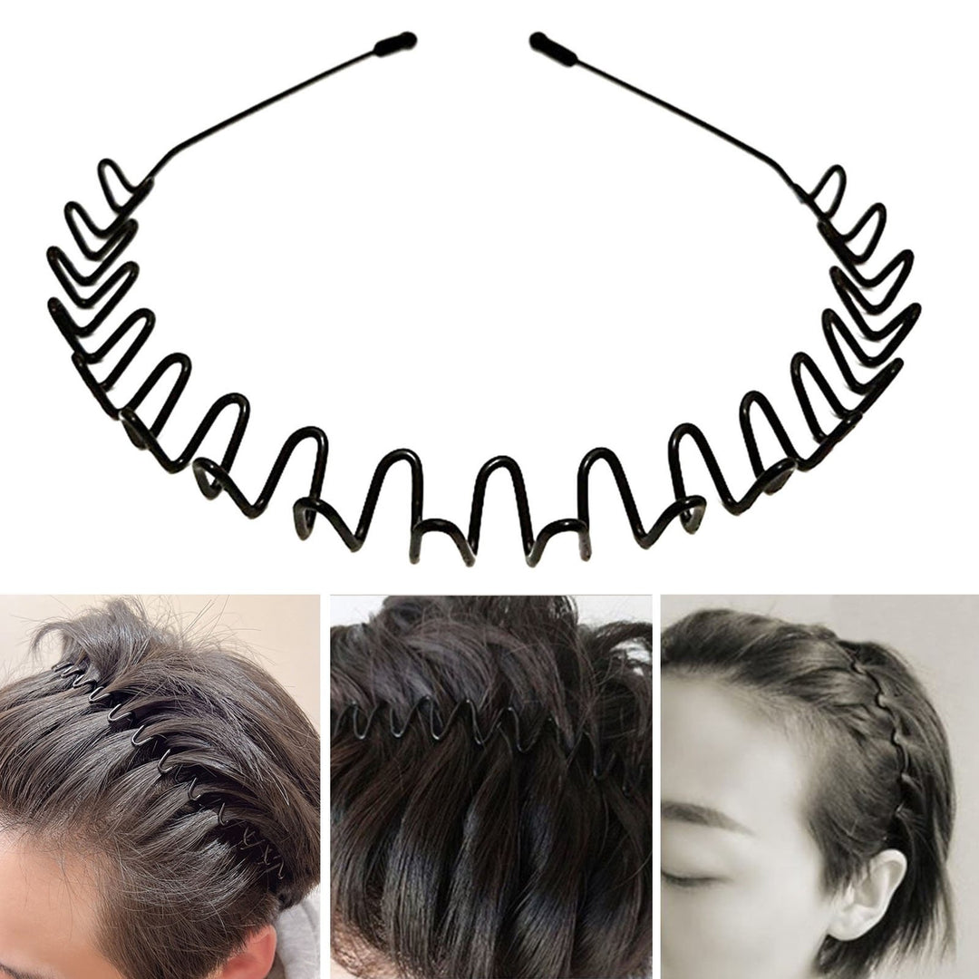 Unisex Headband Elastic Mrtal Wavy Hair Hoop Bangs Hair Fixed Anti-slip Invisible Flexible Solid Color Outdoor Sports Image 6