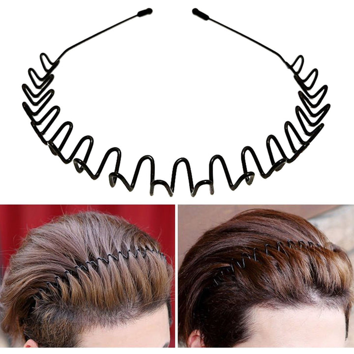 Unisex Headband Elastic Mrtal Wavy Hair Hoop Bangs Hair Fixed Anti-slip Invisible Flexible Solid Color Outdoor Sports Image 11