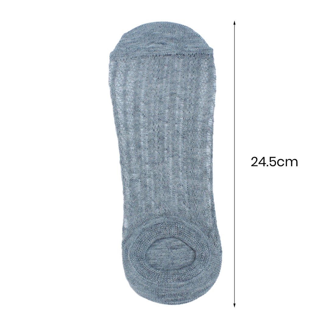 5 Pairs Men Ultra-thin Ankle Socks Solid Color Hollow Out Mesh Shallow Non-Slip Silicone Invisible Socks Breathable Image 12