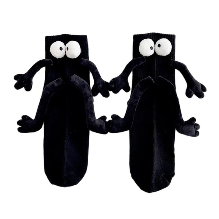 1 Pair Creative Unisex Funny Couple Holding Hands Socks Funny 3D Doll Decor Socks Mid-tube Ribbed High Elastic Socks Image 4