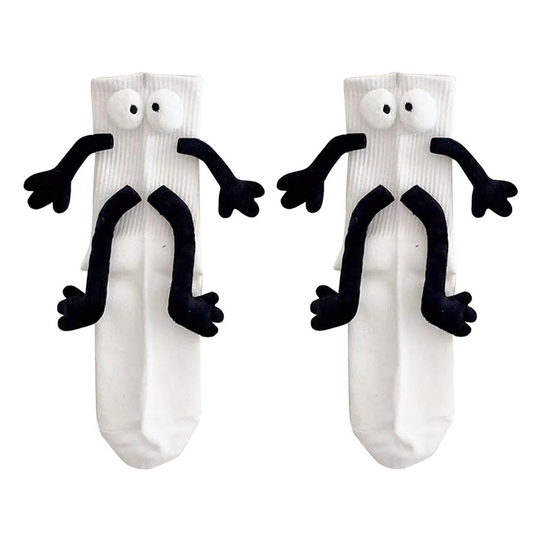 1 Pair Creative Unisex Funny Couple Holding Hands Socks Funny 3D Doll Decor Socks Mid-tube Ribbed High Elastic Socks Image 7