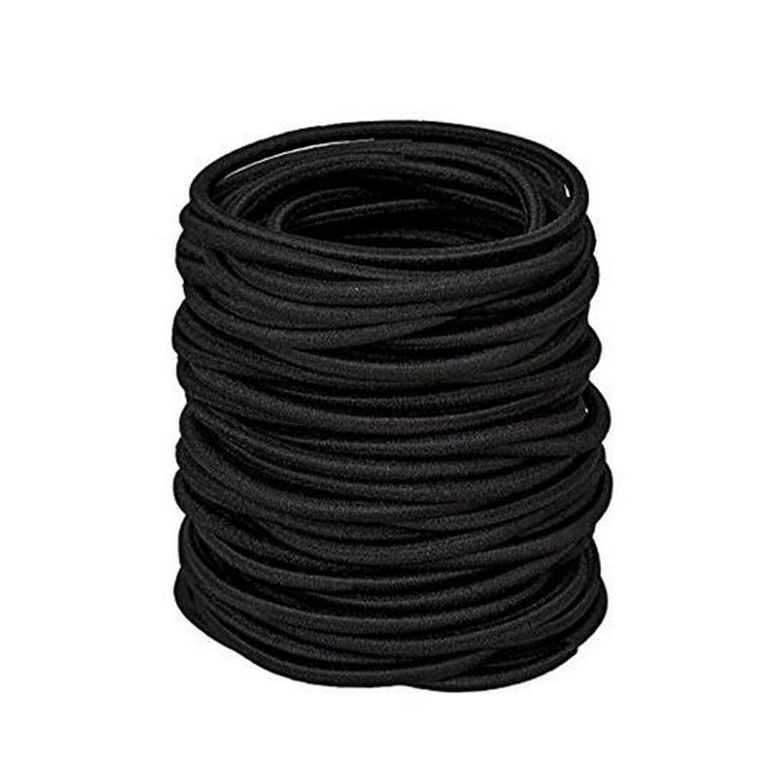 100Pcs Black Simple Seamless High Elastic Hair Ties Thick Heavy Curly Hair 4mm Ponytail Holders Hair Bands Image 4