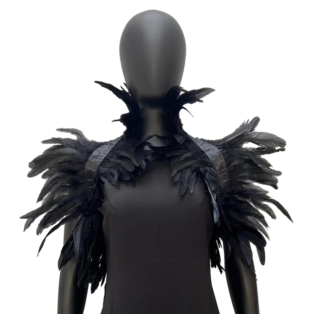 Feather Shrug Shawl Shoulder Wrap Cape Soft Adjustable Retro Gothic Collar Cosplay Party Body Stage Performance Fake Image 2