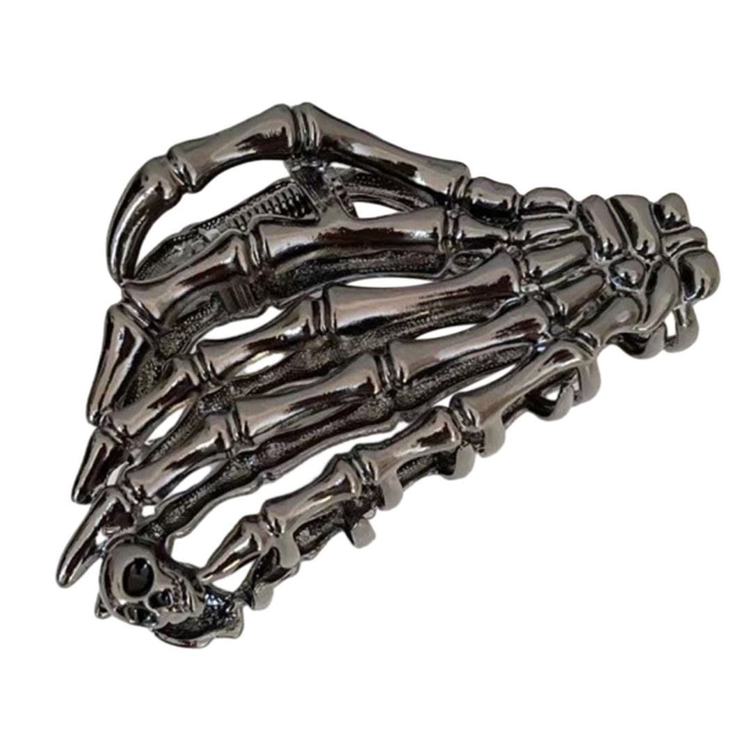 Women Hair Gripper Halloween Style Skeleton Hand Skull Electroplated Anti-slip Strong Claw Stainless Image 1