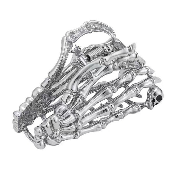 Women Hair Gripper Halloween Style Skeleton Hand Skull Electroplated Anti-slip Strong Claw Stainless Image 3