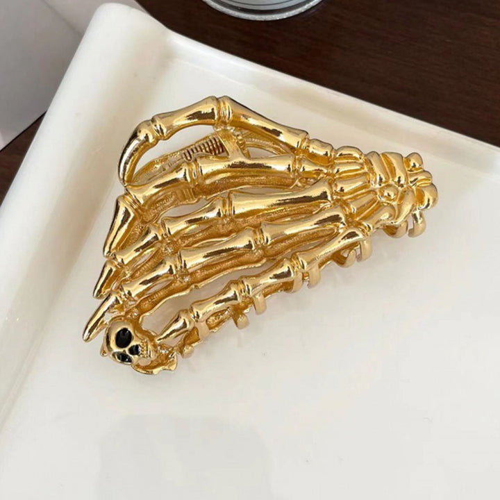 Women Hair Gripper Halloween Style Skeleton Hand Skull Electroplated Anti-slip Strong Claw Stainless Image 9
