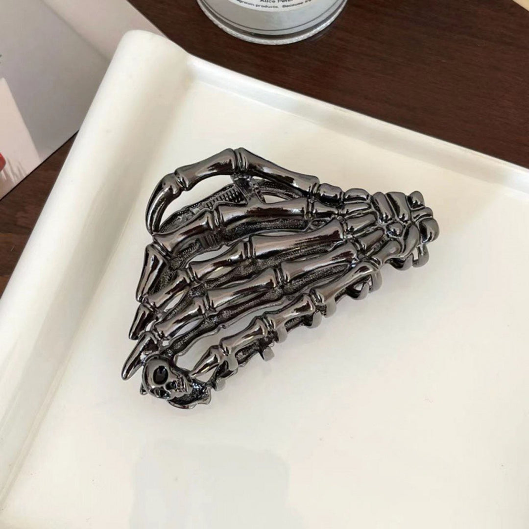 Women Hair Gripper Halloween Style Skeleton Hand Skull Electroplated Anti-slip Strong Claw Stainless Image 11