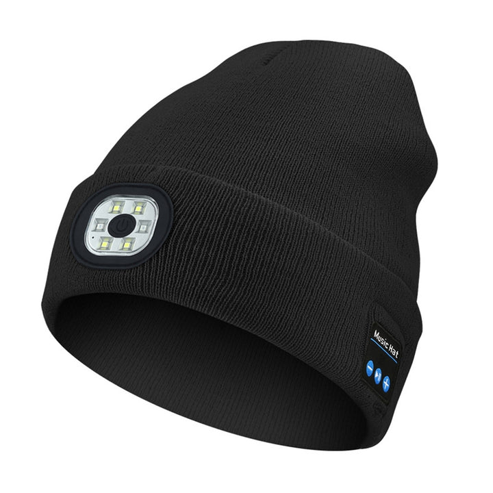 Bluetooth-compatible LED Hat Winter Warm Cap Knitted Elastic Soft Fabric Rechargeable High Image 2