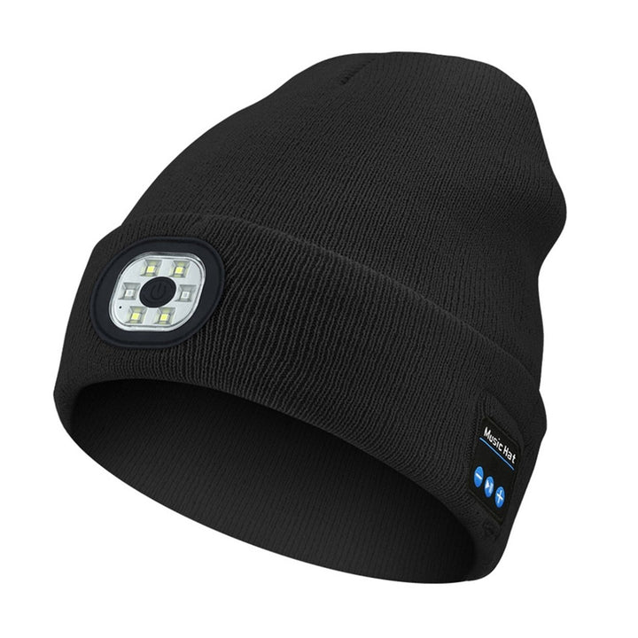 Bluetooth-compatible LED Hat Winter Warm Cap Knitted Elastic Soft Fabric Rechargeable High Image 1