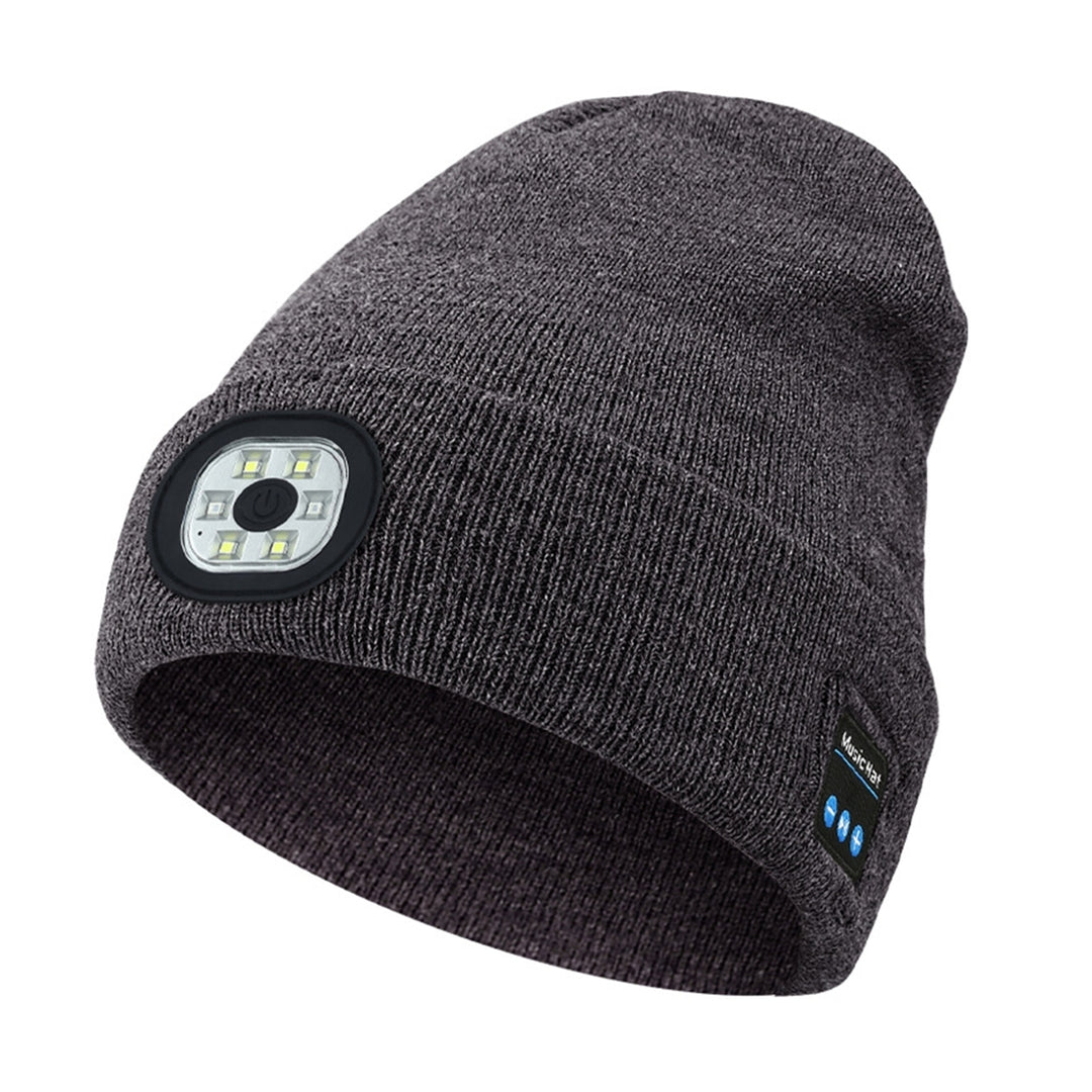 Bluetooth-compatible LED Hat Winter Warm Cap Knitted Elastic Soft Fabric Rechargeable High Image 3