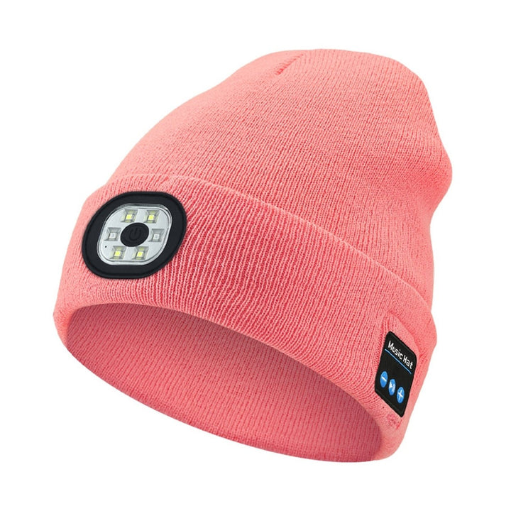 Bluetooth-compatible LED Hat Winter Warm Cap Knitted Elastic Soft Fabric Rechargeable High Image 1