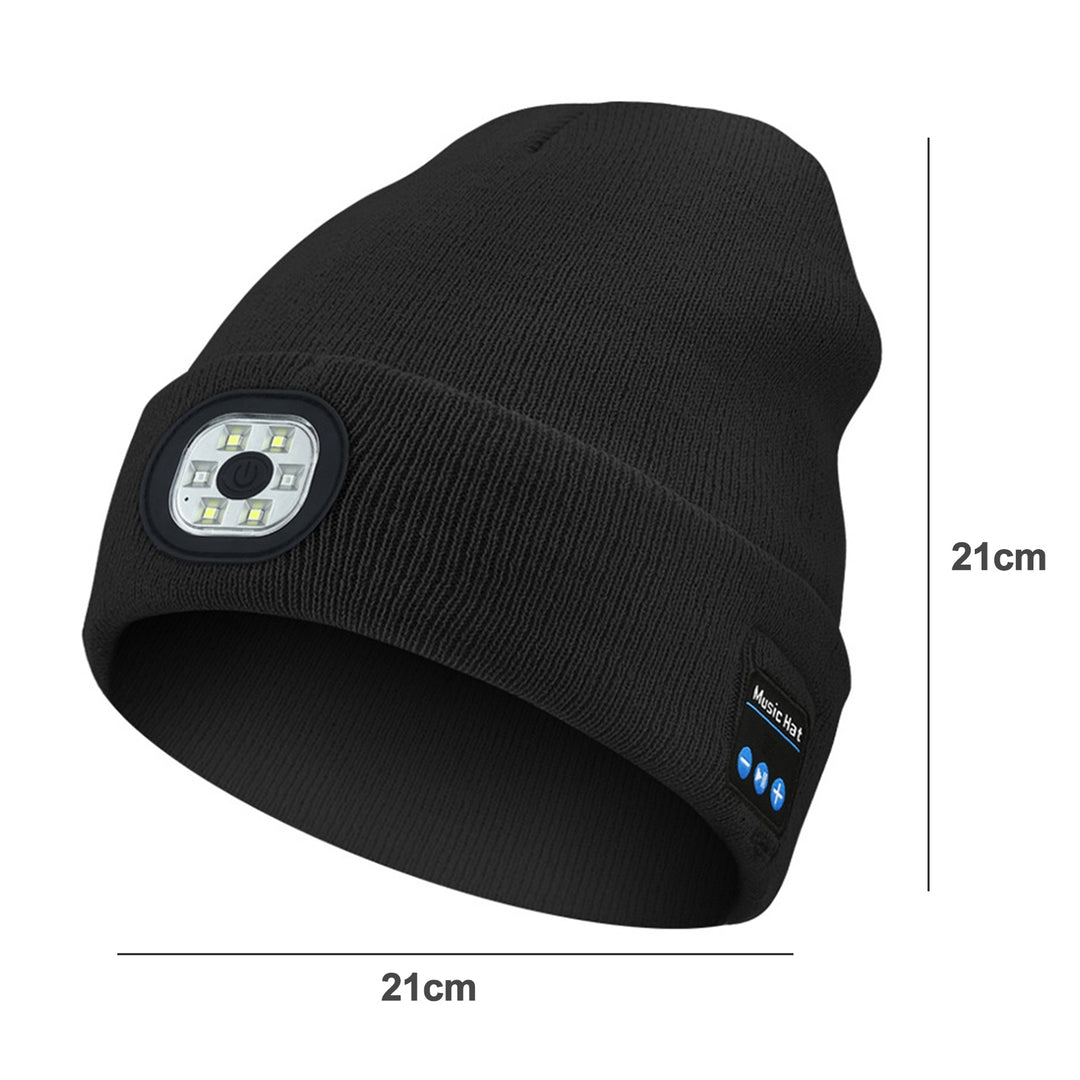 Bluetooth-compatible LED Hat Winter Warm Cap Knitted Elastic Soft Fabric Rechargeable High Image 9