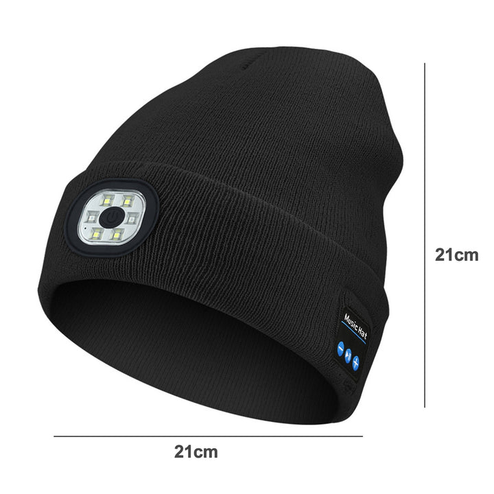 Bluetooth-compatible LED Hat Winter Warm Cap Knitted Elastic Soft Fabric Rechargeable High Image 9