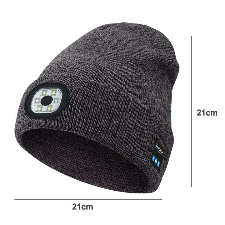 Bluetooth-compatible LED Hat Winter Warm Cap Knitted Elastic Soft Fabric Rechargeable High Image 10