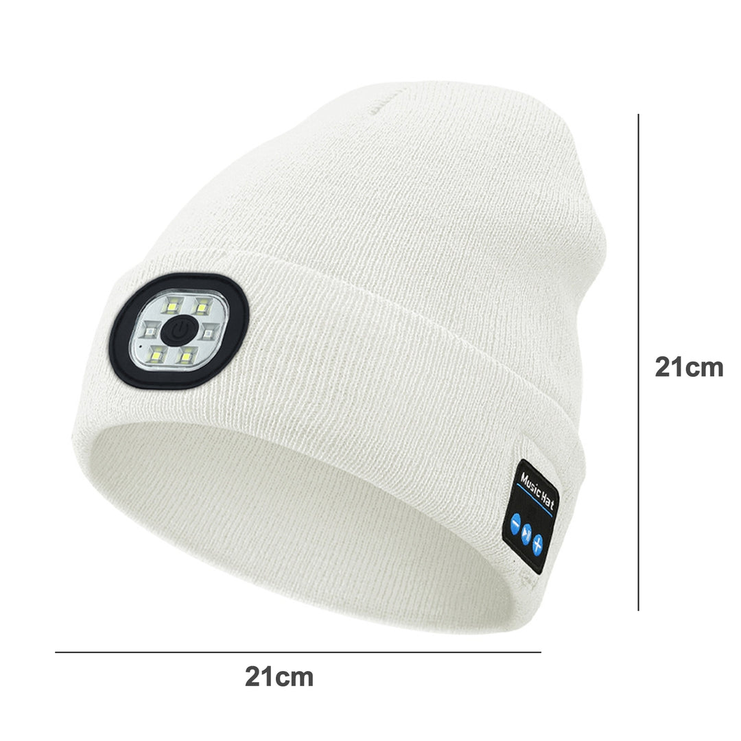 Bluetooth-compatible LED Hat Winter Warm Cap Knitted Elastic Soft Fabric Rechargeable High Image 11