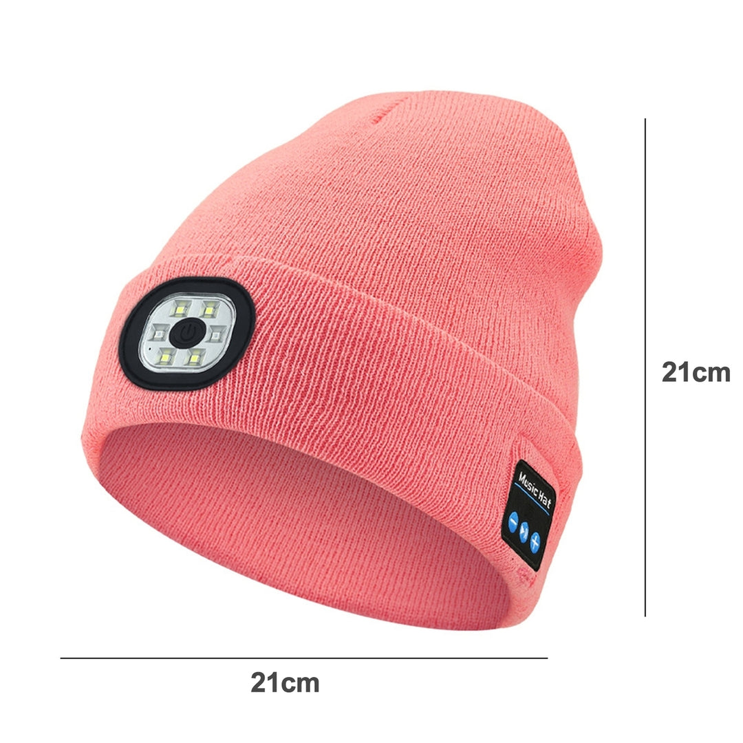 Bluetooth-compatible LED Hat Winter Warm Cap Knitted Elastic Soft Fabric Rechargeable High Image 12