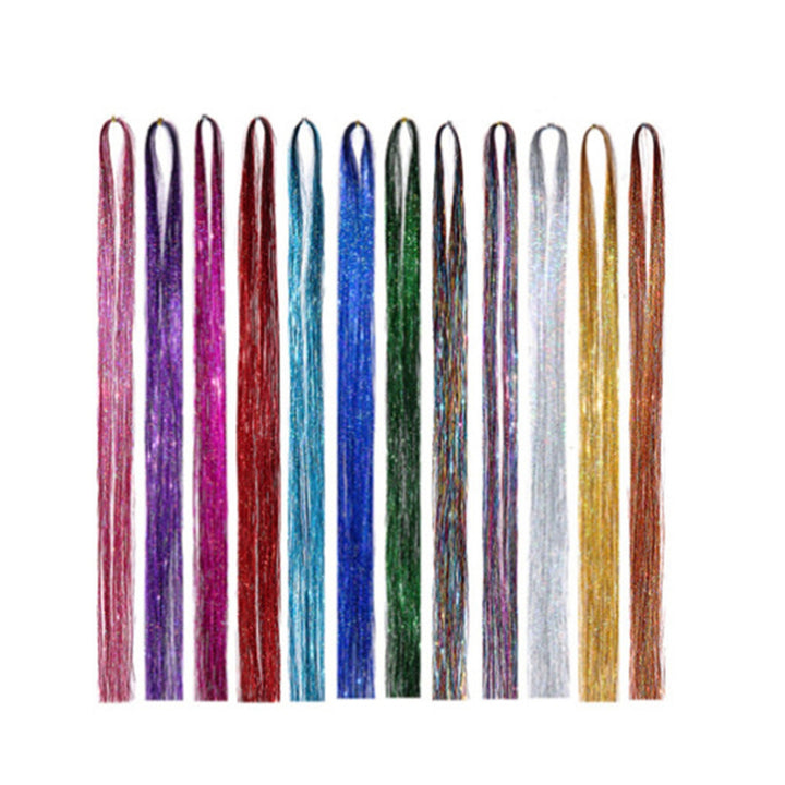 Hair Tinsel Hair Strands Hair Extensions Sparkling Shiny Hair Pieces Christmas Cosplay Party Halloween Pliers Crochet Image 4