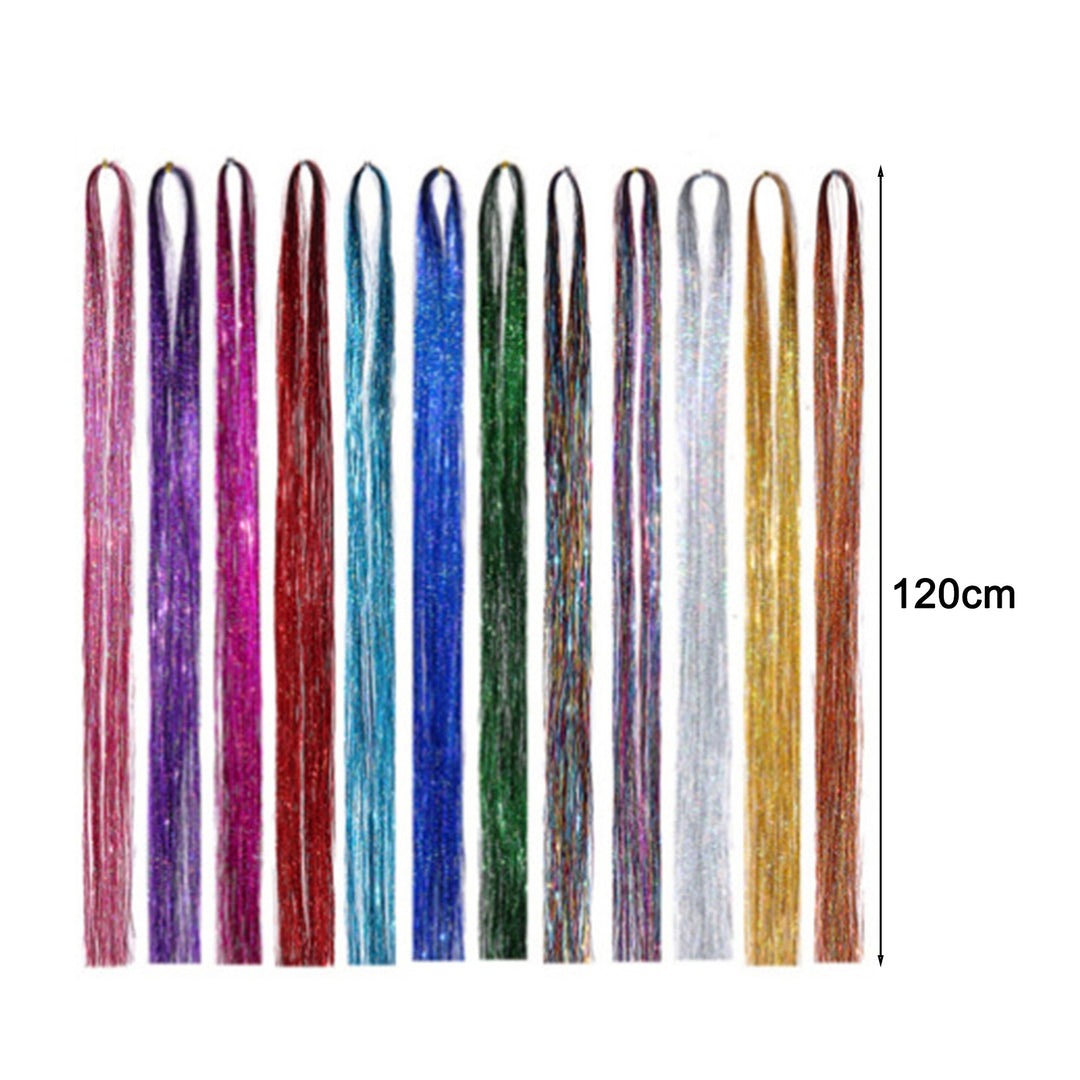 Hair Tinsel Hair Strands Hair Extensions Sparkling Shiny Hair Pieces Christmas Cosplay Party Halloween Pliers Crochet Image 6