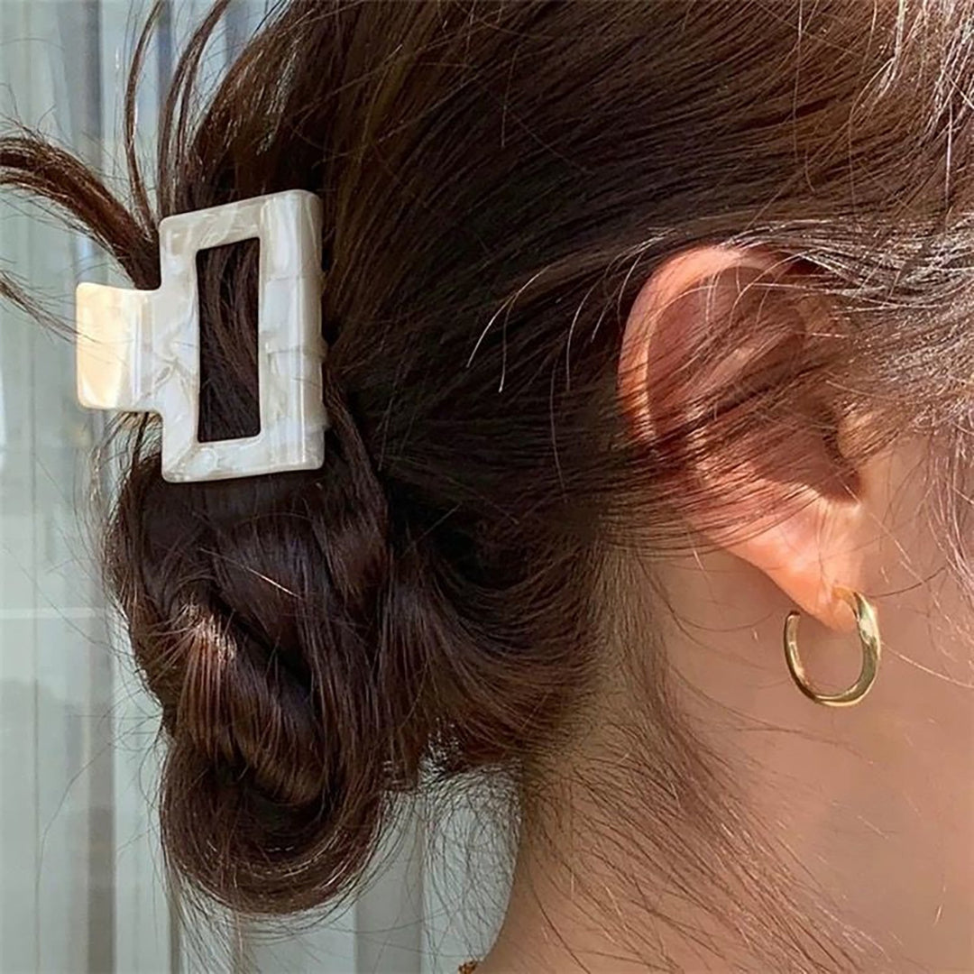 3 Pcs Hair Grips Strong Claw Contrast Color Cross Teeth Anti-slip Round Edge Elastic Ponytail Clip Image 4