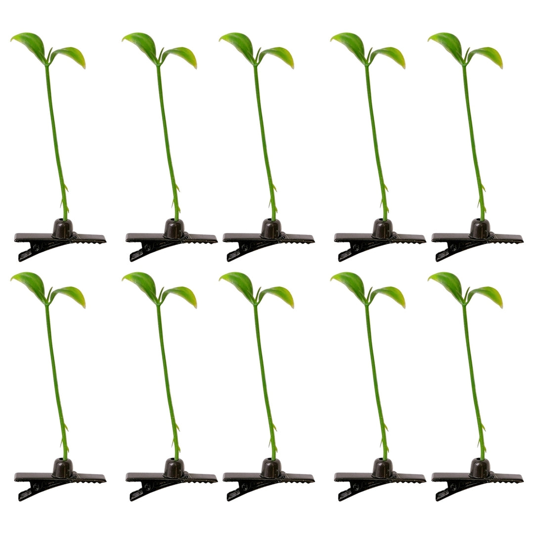 100 Pcs Bean Sprout Hair Clips Plant Hairpins Anti-slip Fake Leaf Funny Shape Long Green Sprout Image 4