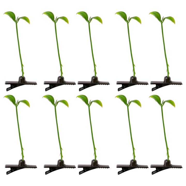 100 Pcs Bean Sprout Hair Clips Plant Hairpins Anti-slip Fake Leaf Funny Shape Long Green Sprout Image 4