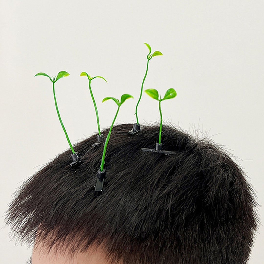 100 Pcs Bean Sprout Hair Clips Plant Hairpins Anti-slip Fake Leaf Funny Shape Long Green Sprout Image 11