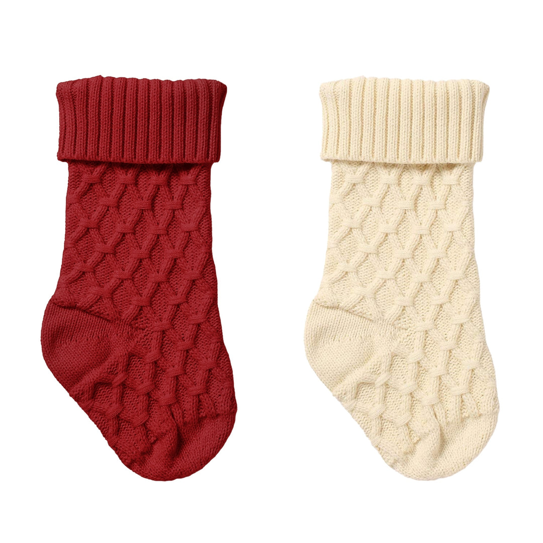 14 Inches Solid Color Christmas Fireplace Stockings Rhombic Texture Candy Gift Knitting Woolen Yarn Large Xmas Sock Image 9