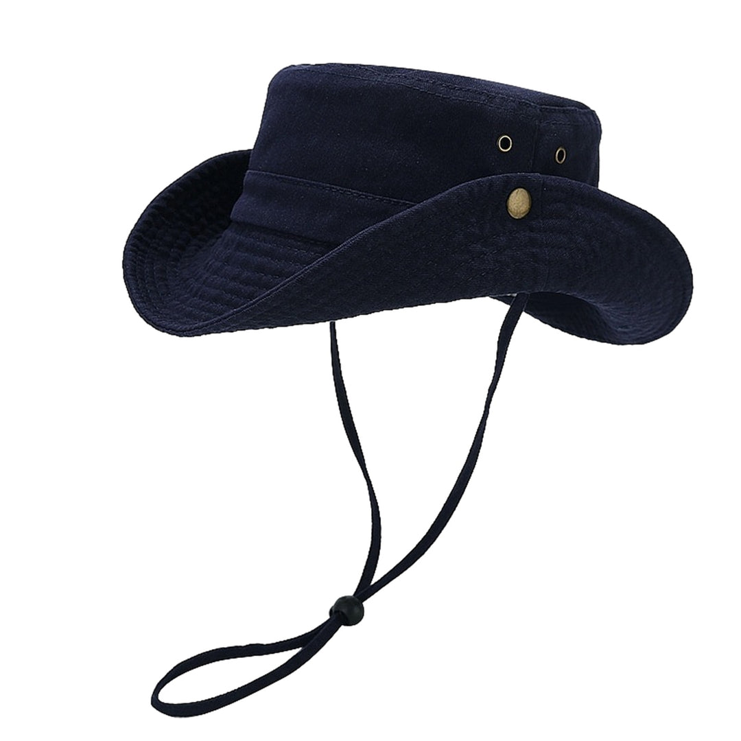 Unisex Hat Fisherman Hat Sunshade Anti-UV Summer Outdoor Packable Fishing Bucket Hat Beach Sun Hat with String Image 4