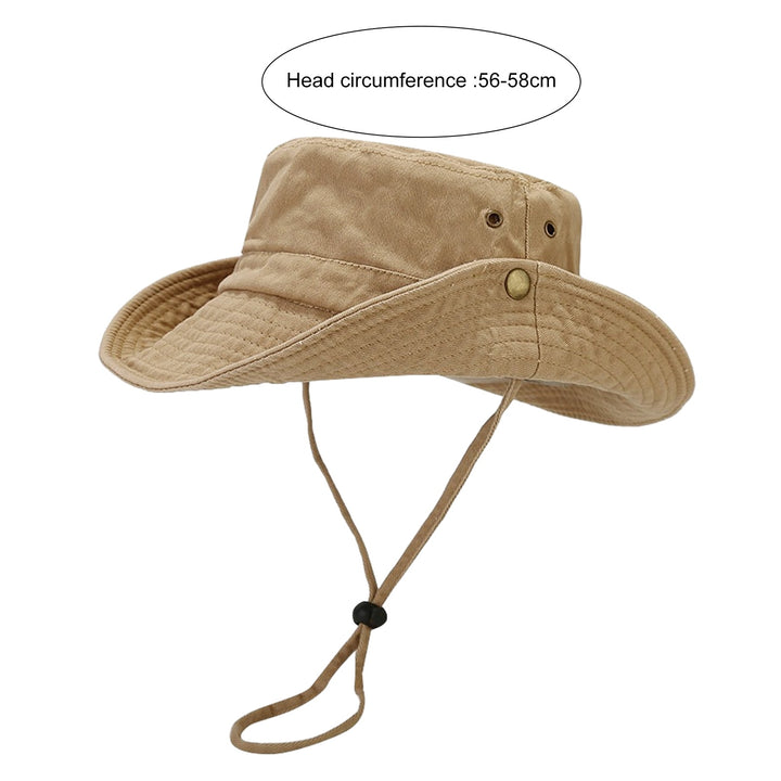 Unisex Hat Fisherman Hat Sunshade Anti-UV Summer Outdoor Packable Fishing Bucket Hat Beach Sun Hat with String Image 9