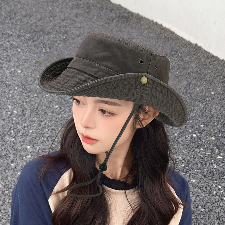 Unisex Hat Fisherman Hat Sunshade Anti-UV Summer Outdoor Packable Fishing Bucket Hat Beach Sun Hat with String Image 11