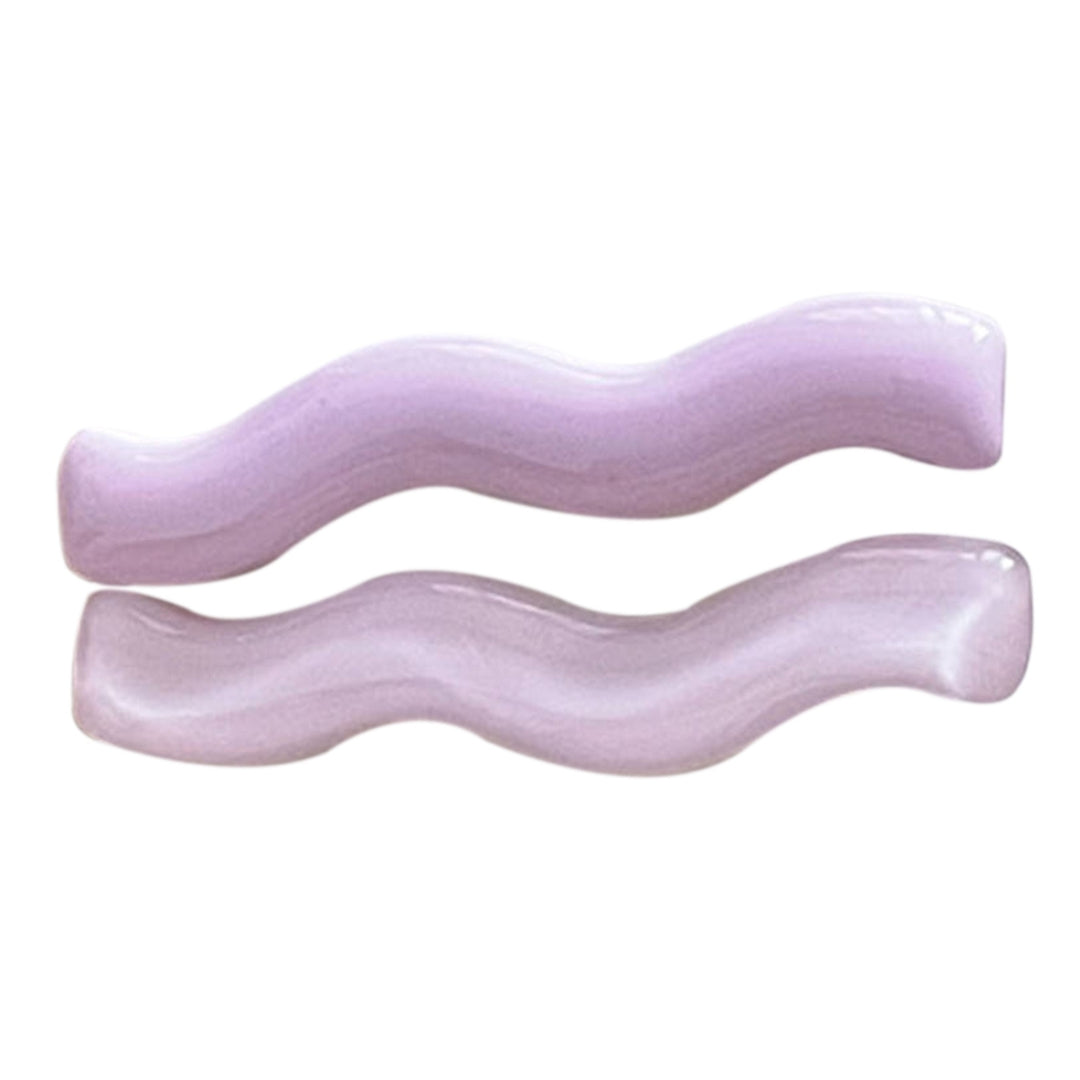 1 Pair Hairpins Candy Color Waved Shape Smooth Anti-slip Glossy Lightweight Hair Fixation Decoration Lady Hair Accessory Image 4