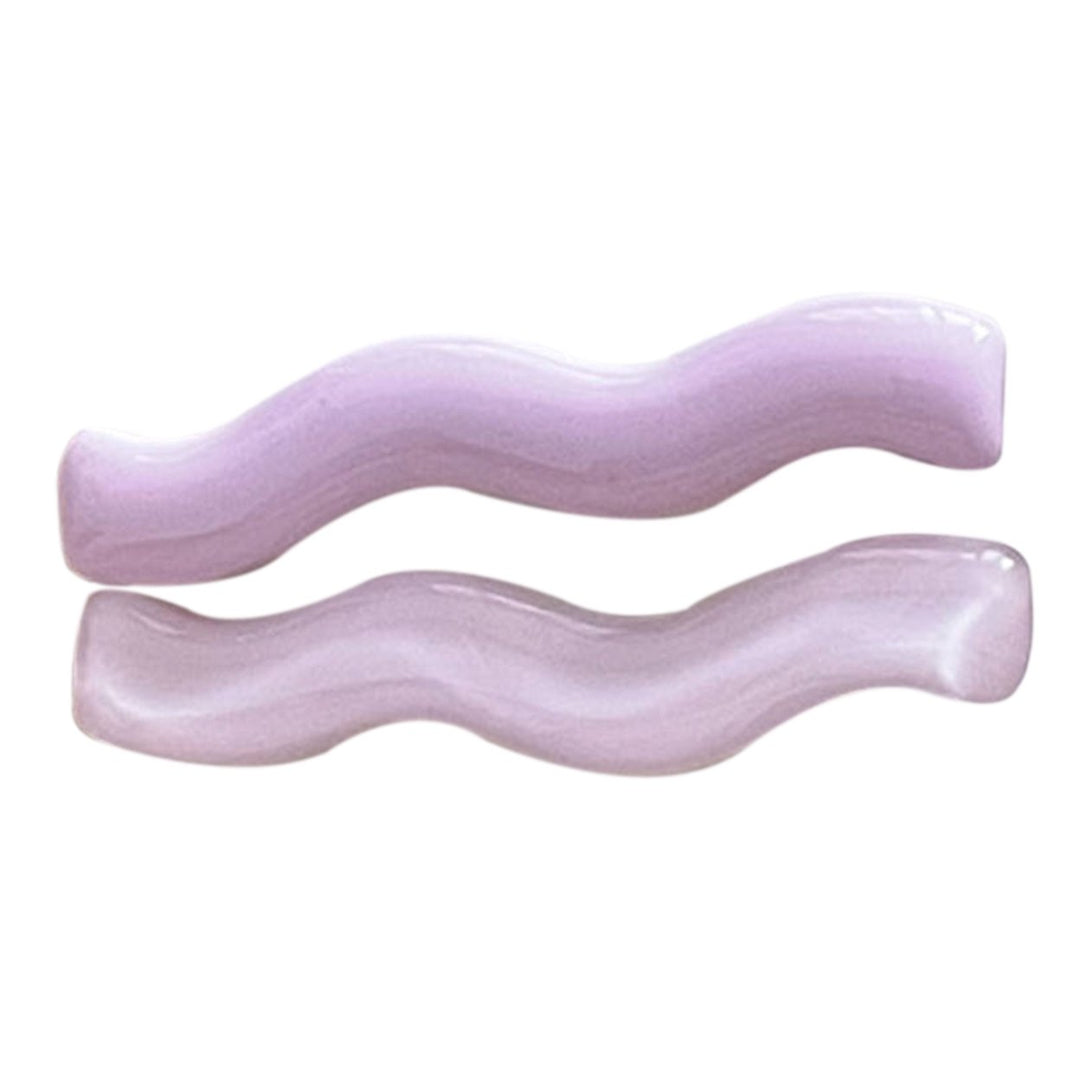 1 Pair Hairpins Candy Color Waved Shape Smooth Anti-slip Glossy Lightweight Hair Fixation Decoration Lady Hair Accessory Image 1