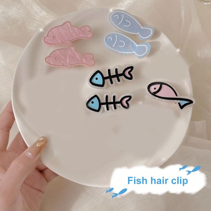 1 Pair Cute Cartoon Acrylic Fish Shape Hair Pin Exquisite Side Bangs Hairpin Girls Sweet Hair Clip Fashion Accessories Image 1