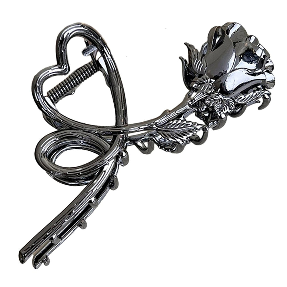 Retro Metal Heart Rose Flower Shape Hair Claw Large Bath Shower Back Head Hair Clip Women Shark Hair Claw Hair Image 2