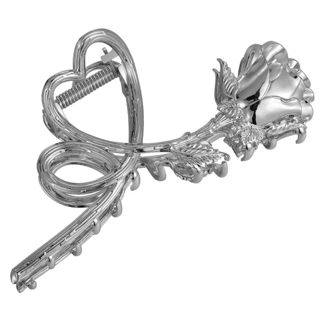 Retro Metal Heart Rose Flower Shape Hair Claw Large Bath Shower Back Head Hair Clip Women Shark Hair Claw Hair Image 3