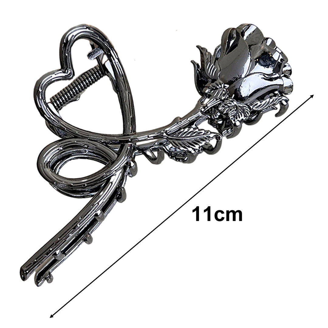 Retro Metal Heart Rose Flower Shape Hair Claw Large Bath Shower Back Head Hair Clip Women Shark Hair Claw Hair Image 8