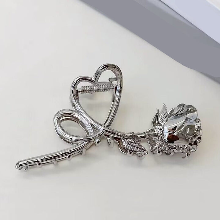 Retro Metal Heart Rose Flower Shape Hair Claw Large Bath Shower Back Head Hair Clip Women Shark Hair Claw Hair Image 11