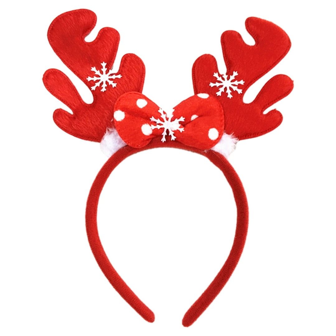 Christmas Headband Antler Shape Bell Snaowflake Sequin Feather Decor Elastic Anti-slip Year Image 6