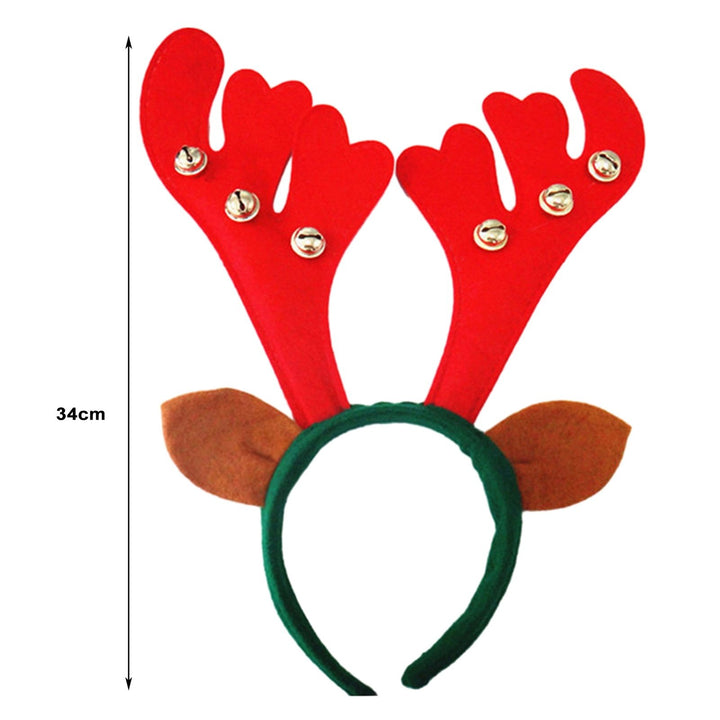 Christmas Headband Antler Shape Bell Snaowflake Sequin Feather Decor Elastic Anti-slip Year Image 11