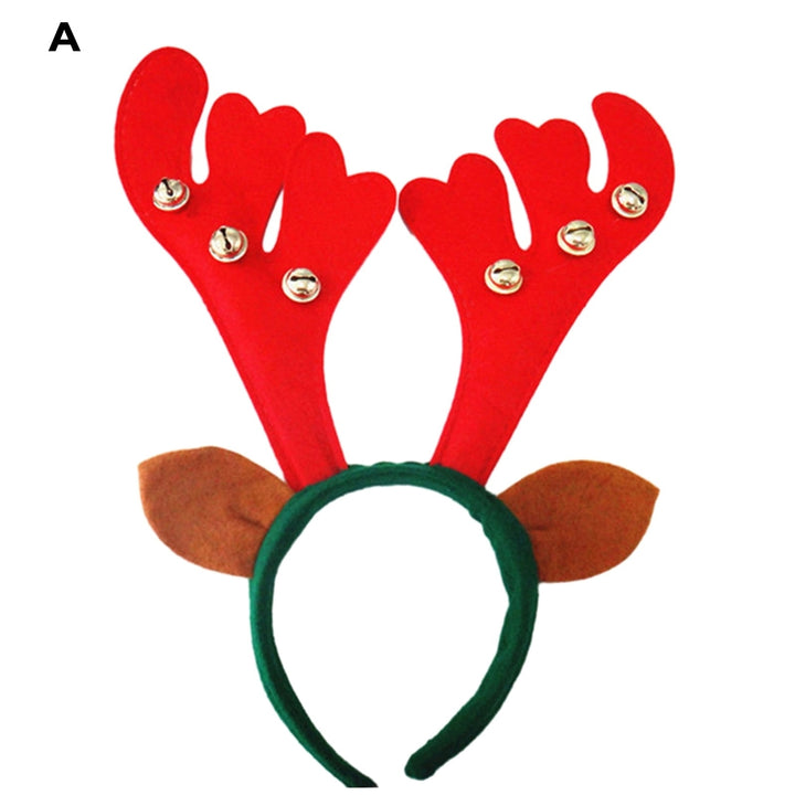 Christmas Headband Antler Shape Bell Snaowflake Sequin Feather Decor Elastic Anti-slip Year Image 12