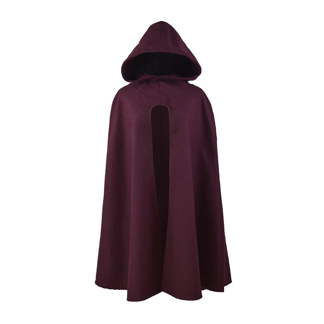 Women Winter Cape Hooded Loose Mid Length Thick Warm Solid Color Casual Sleeveless Keep Warm Wide Open Outdoor Cloak Image 1