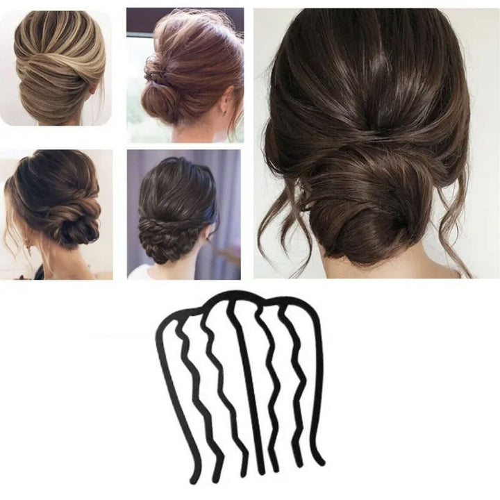 Metal Black Hair Fork Clip Women Hair Pin Comb Messy Bun Hair Pin Clip Hair Side Comb Updo Hair Stick Hair Styling Tool Image 3